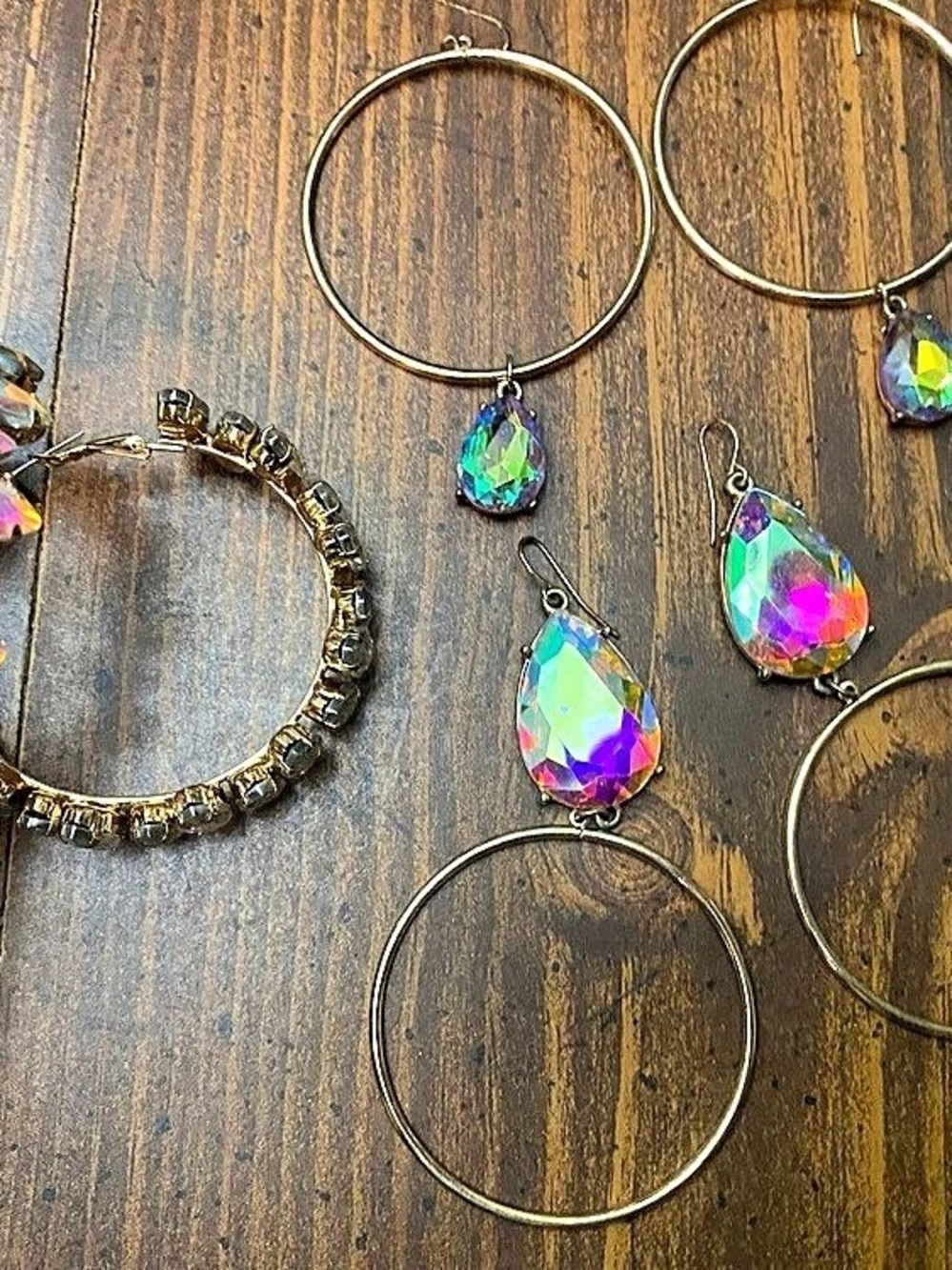 Multicolor Crystal Hoop Earrings Set Keep it Gypsy 3 earrings and a ring